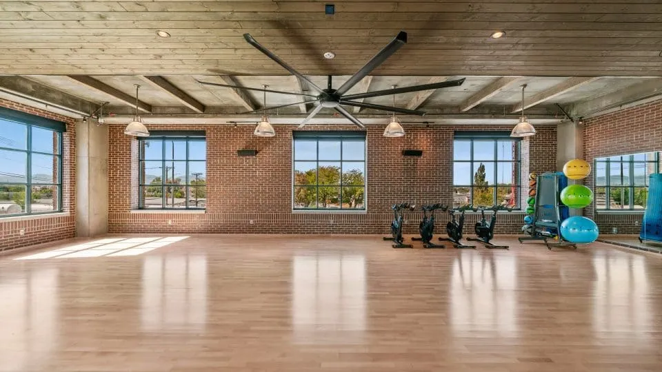 Salt Lake Crossing fitness center with yoga and spin studio.