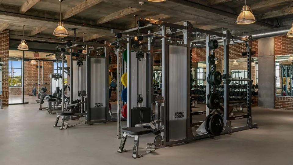 Salt Lake Crossing fitness center with weight equipment.
