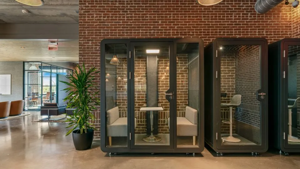 Salt Lake Crossing co-working area with quiet pods.