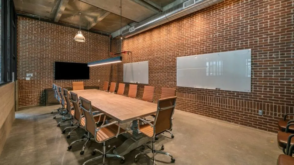Salt Lake Crossing conference room with polished concrete floor.