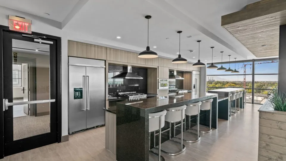 Salt Lake Crossing family room with community kitchens.