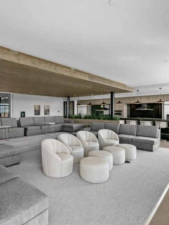 The Family Room at Salt Lake Crossing with ample, plush seating.