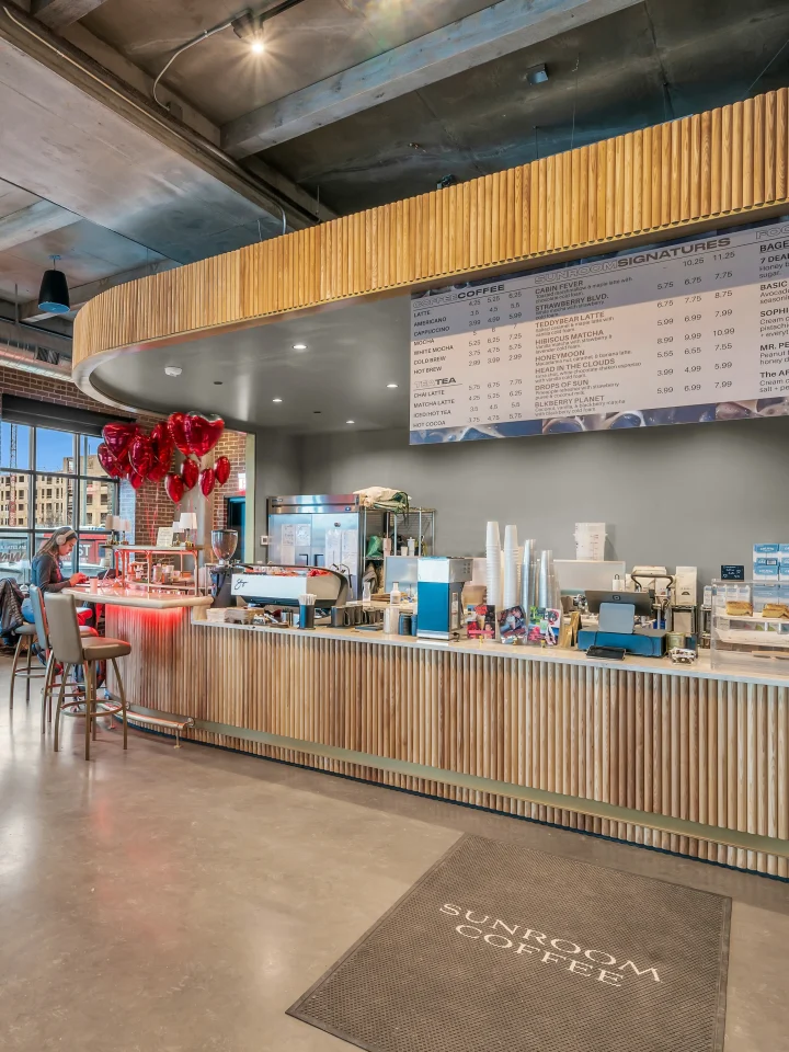 Sunroom Coffee shop on-site at Salt Lake Crossing.